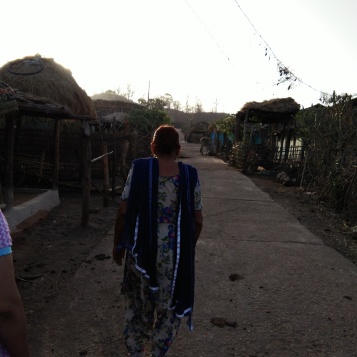 My grandma visited me in the village. Here on a early morning walk around village Baretha